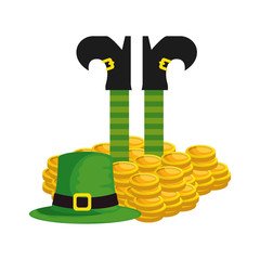 st patricks day legs elf with hat and coins