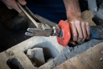 Close up of hammer and chipper