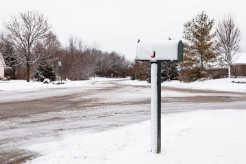 Mailbox covered in snow