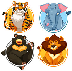 Wild animals on circle template