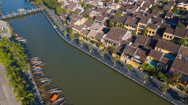 Aerial view of Hoi An old town or Hoian ancient town. Royalty high-quality free stock photo image of Hoi An old town. Hoi An is UNESCO world heritage, one of the most popular destinations in Vietnam