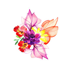 Fototapeta premium Beautiful delicate bouquet. Watercolor illustrations. Watercolor drawing fashion watercolor.Color. Illustration