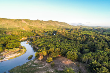 Fototapeta na wymiar Aerial view of nature landscape green tropical forest with river