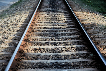 Obraz premium Rails of the Railway in the tropics close-up. 