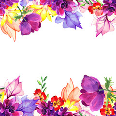 Card with blooming flowers. Love you with space for your text. Buds, beautiful flowers. Spring Flower. Design element