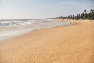 Narigama Beach. Beach overlooking the ocean and the waves.   