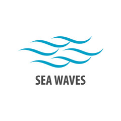 Simple brush line sea waves logo concept design. Symbol graphic template element