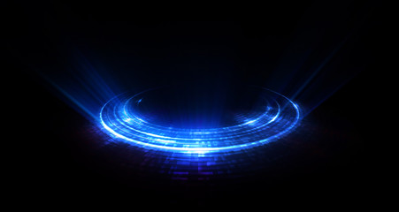 Empty podium. Disco club. Rays view. Show magic party. Spot fog lamp. .Glint check scene. Bright space. Stand round. Vivid stage. .Whirlpool spiral backdrop. Exhibition platform. Glare bright tape.