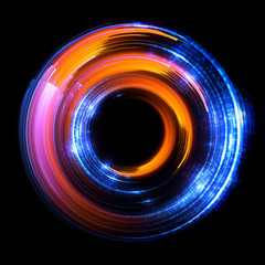 Vivid abstract background. Beautiful design of rotation frame.  .Mystical portal. Bright sphere lens. Rotating lines. Glow ring. .Magic neon ball. Led blurred swirl. Spiral glint lines.