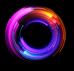 Vivid abstract background. Beautiful design of rotation frame.  .Mystical portal. Bright sphere lens. Rotating lines. Glow ring. .Magic neon ball. Led blurred swirl. Spiral glint lines.