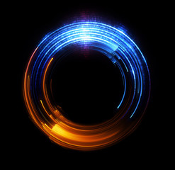 Vivid abstract background. Beautiful design of rotation frame.  .Mystical portal. Bright sphere lens. Rotating lines. Glow ring. .Magic neon ball. Led blurred swirl. Spiral glint lines.