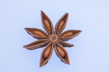  Dried  anise on blue  background