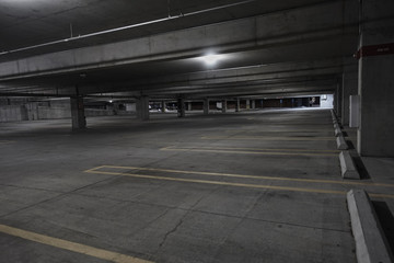 empty car parking ramp at night