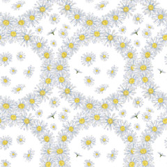 Daisy Wreath Seamless Pattern. Floral Design for Print, Background, Gift Wrap, Wallpaper, and Textile.