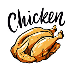 Chicken food hand drawn cartoon vector illustration isolated.
