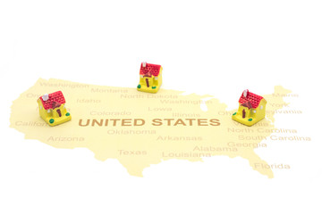 House on a American map. business house concept