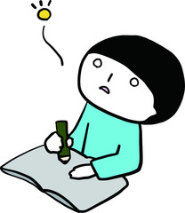 頭真っ白　あおきいろくん　人物　子供