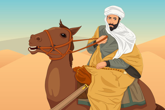 Ibn Battuta Riding a Horse Illustration
