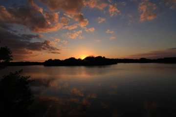 Sunset over Paurotis Pond in Everglades National Park, Florida.