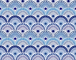 Ornament peacock eye indian seamless vector print for textiles.