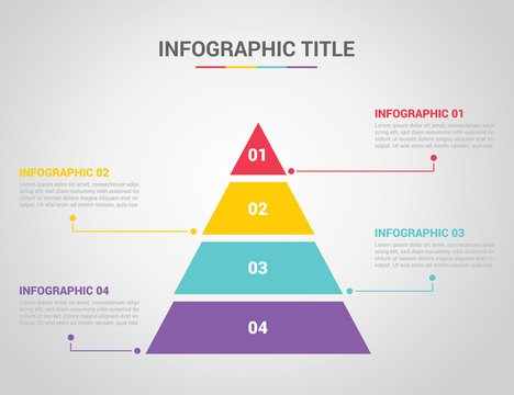 infographic template with pyramid style with free space text for description with 4 four step process with text on the right and left - vector
