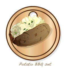 Potato BBQ vector illustration set isolated white background.