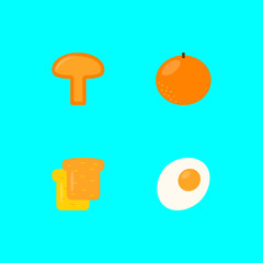 Four food icon in flat style on blue background. Vector illustration.
