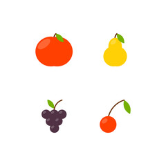 Four fruit icon in flat style. Vector illustration.