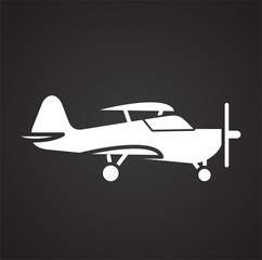Airplane icon on black background for graphic and web design, Modern simple vector sign. Internet concept. Trendy symbol for website design web button or mobile app