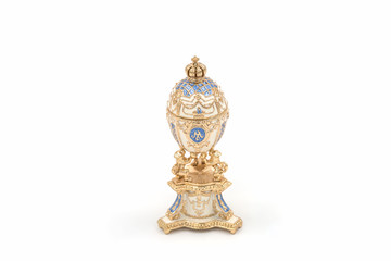 Fototapeta na wymiar Faberge eggs. Decorative ceramic easter egg for jewellery.