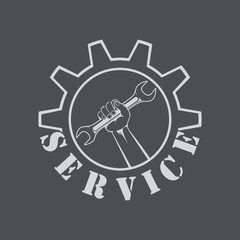 Hand with key and text service with hex key