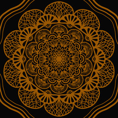 Abstract gold color mandala graphic design decorative elements isolated on   black color background for abstract concepts