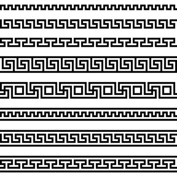 meander. greek fret repeated motif. vector seamless pattern. simple black and white background. geometric shapes. textile paint. repetitive background. fabric swatch. wrapping paper