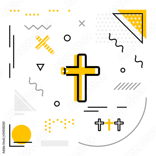 Modern background with Christianity Cross icons