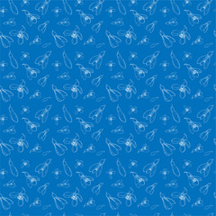 Vector hand-drawn floral pattern with snowdrops. Endless texture for your design