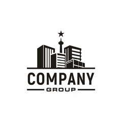 Fototapeta premium Apartment, Real Estate, Cityscape, City Skyline logo design