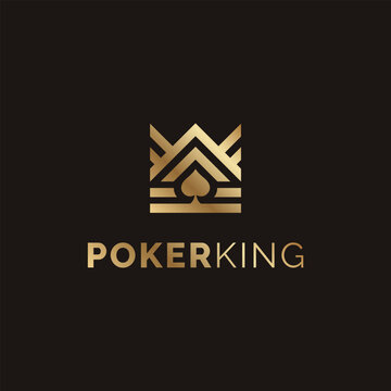 Golden King Crown With Ace Spade For Game Card Or Casino Poker Club Logo Design