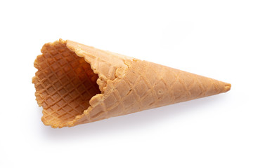 waffle ice-cream cone isolated over white background.