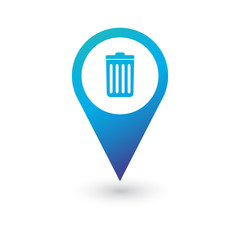 Trash can pin Map pin icon, vector illustration isolated on white background.