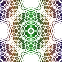 Traditional Ornamental Floral Pattern For Fashion Print. Ethnic Mandala Decoration. Blue, green color. Vector illustration