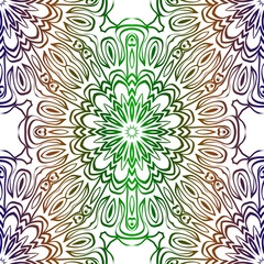 Traditional Ornamental Floral Pattern For Fashion Print. Ethnic Mandala Decoration. Blue, green color. Vector illustration