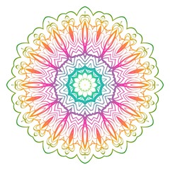 Rainbow color mandala. Decorative ethnic prnament. Vector illustration