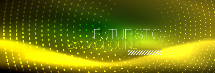 Yellow neon abstract background with dotted circles