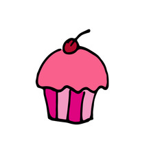 Muffin hand drawn outline doodle icon. Vector sketch illustration of muffin
