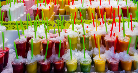 Tropical Set fresh fruits juice straws