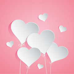 Illustration of heart balloon on pink background