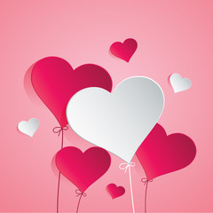 Fototapeta na wymiar Illustration of heart balloon on pink background