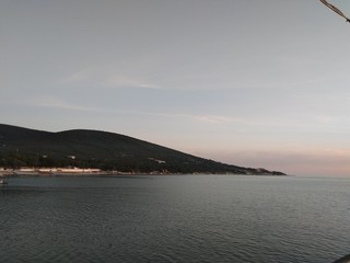 travelling by sea. very beautiful sunset in the evening in Kabardinka