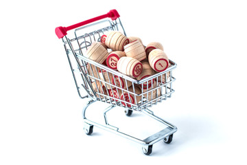 Shopping cart, kegs lotto. White background