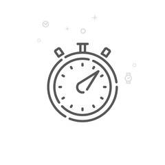 Stopwatch Vector Line Icon, Symbol, Pictogram, Sign. Light Abstract Geometric Background. Editable Stroke